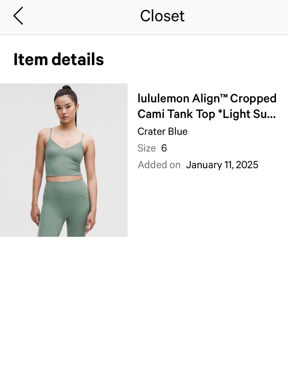 lululemon Align Cropped Cami Tank Top in Crater Blue-Green